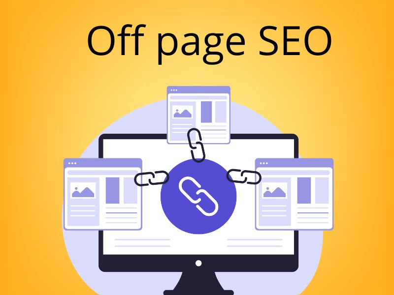 prikaz Off page SEO na žutoj pozadini